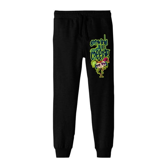 Bioworld Growing Up Creepie Full Color Logo Youth Black Graphic Jogger Pants-Medium