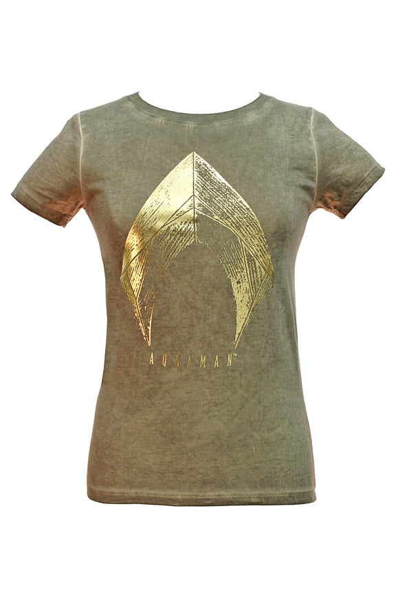 Bioworld Justice League Aquaman Shirt Juniors Oil Wash T-Shirt