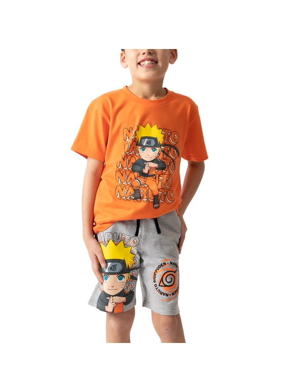 Naruto Shippuden Chibi Naruto Boy's T-shirts Graphic Tee And Shorts Set-Medium