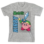 Bioworld Kirby With Ability Sword Youth Heather Gray Graphic Tee