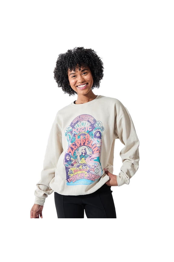 Led Zeppelin Sweatshirt Women's Electric Magic 1971 Distressed Graphic Print Pullover Sweater