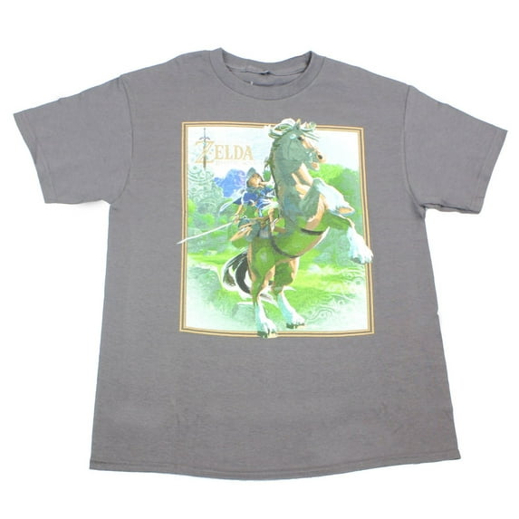 Bioworld Legend of Zelda: Breath of the Wild Link on Horse Grey Youth T-Shirt: X-Large Unisex