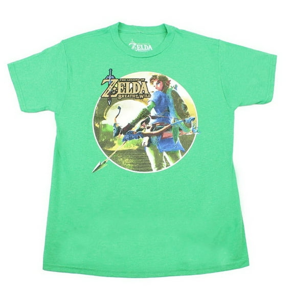 Bioworld Legend of Zelda: Breath of the Wild Link with Bow Green Youth T-Shirt: X-Large Male