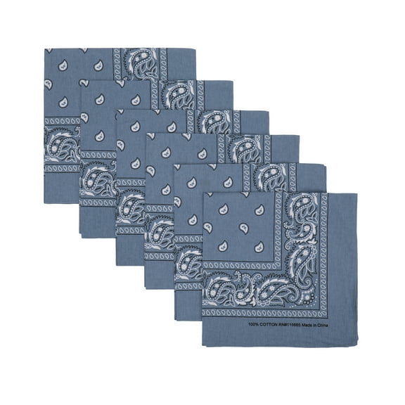 Lightweight Blue 22"x22" 6-Pack Bandana Set