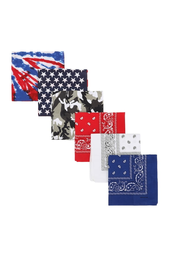 Lightweight Multicolored 22"x22" 6-Pack Bandana Set