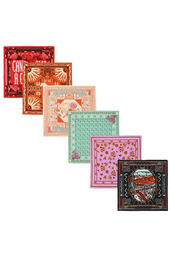 Lightweight Western Theme 22"x22" 6-Pack Bandana Set