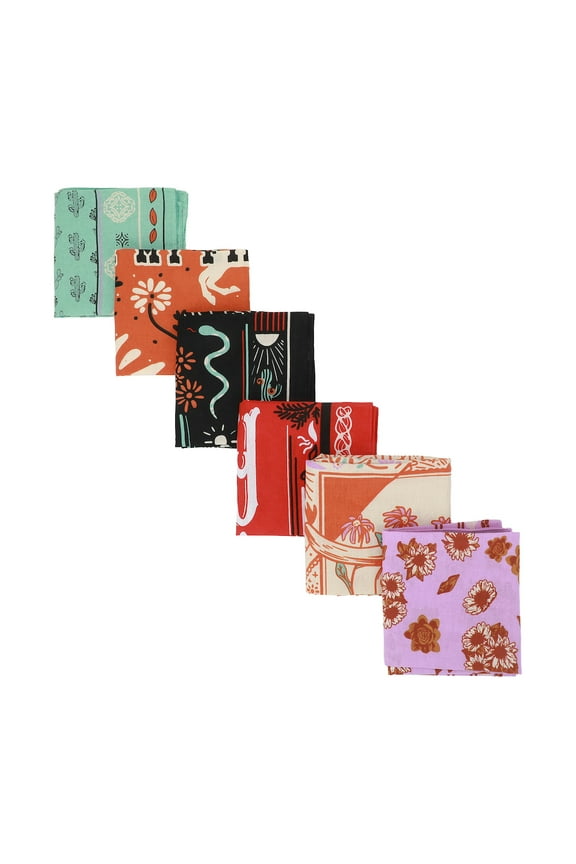 Lightweight Western Theme 22"x22" 6-Pack Bandana Set