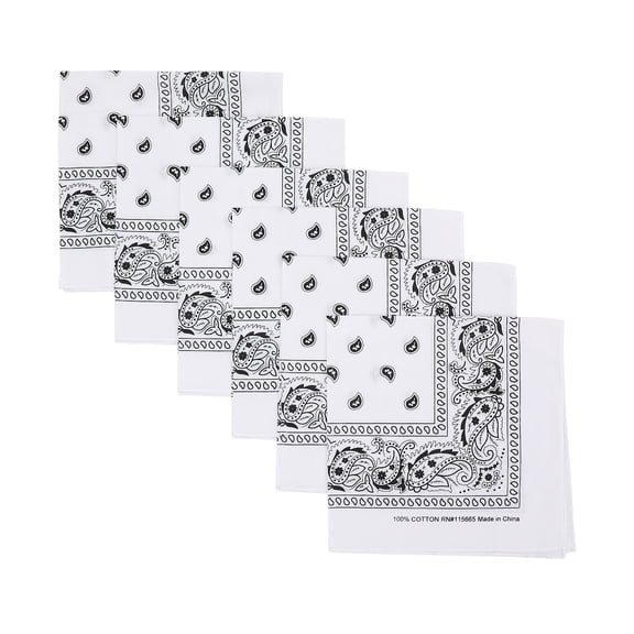 Lightweight White 22"x22" 6-Pack Bandana Set