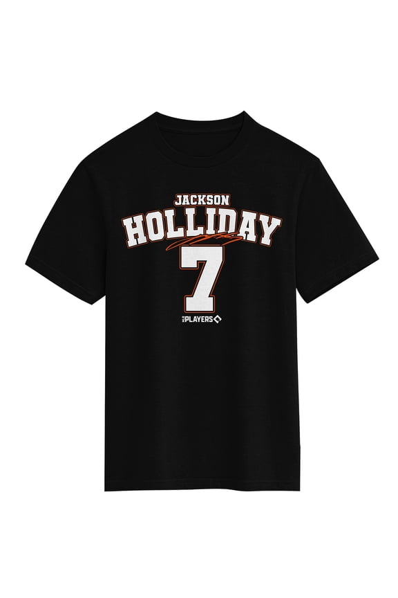 MLB Players Jackson Holliday #7 Youth Boys Graphic Tee | Collegiate Screen-Print | 100% Cotton | Officially Licensed-XL