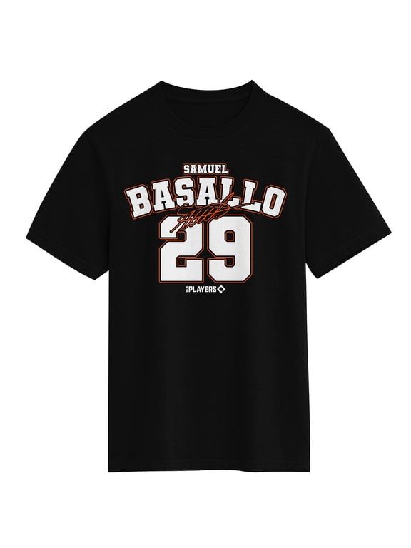 MLB Samuel Basallo Youth Boys Distressed Collegiate Graphic Tee | Short Sleeve Crew Neck | Officially Licensed MLBPA T-Shirt-XL