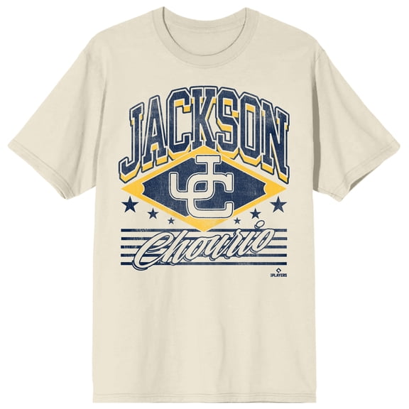 Bioworld MLBPA Jackson Chourio Women's Graphic Tee | Vintage Athletic Screen Print | 100% Cotton Crew Neck Short Sleeve | Officially Licensed-Large