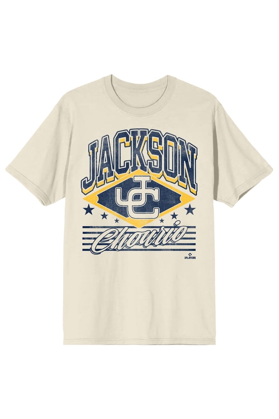 MLBPA Jackson Chourio Women's Graphic Tee | Vintage Athletic Screen Print | 100% Cotton Crew Neck Short Sleeve | Officially Licensed-Large