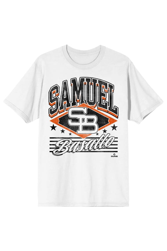 MLBPA Samuel Basallo Women's Retro Varsity Graphic Tee | Collegiate Logo Screen Print | Short Sleeve Crew Neck | Officially Licensed T-Shirt-XXL