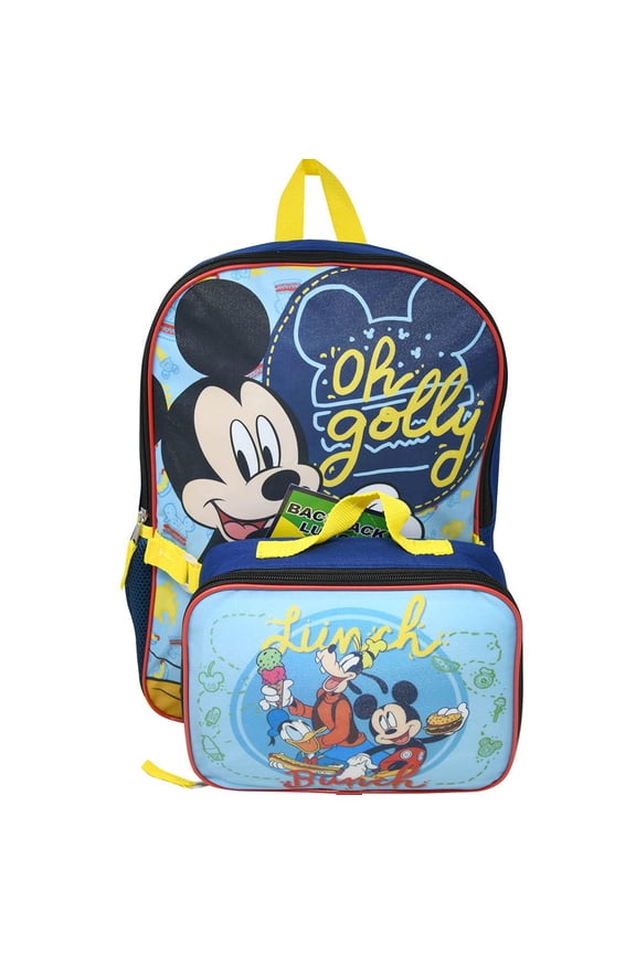 Male Mickey Mouse Age 6+ Light Blue Backpack with Lunch Bag, Blue