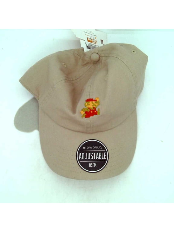 Mario Bros 8 Bit Khaki Baseball Cap, Tan, One Size
