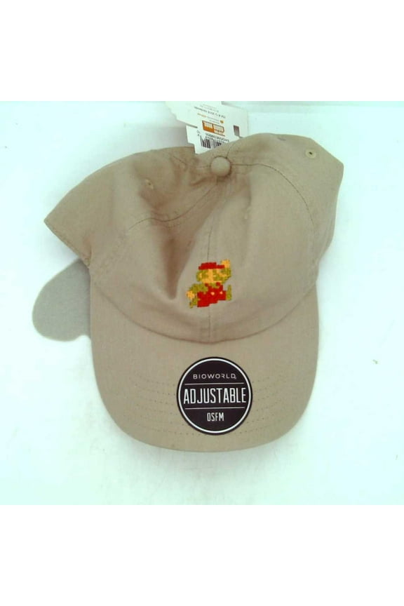 Mario Bros 8 Bit Khaki Baseball Cap, Tan, One Size