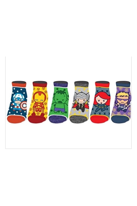 Marvel Comics the Avengers Chibi Juniors/Womens 6 Pack Ankle Socks