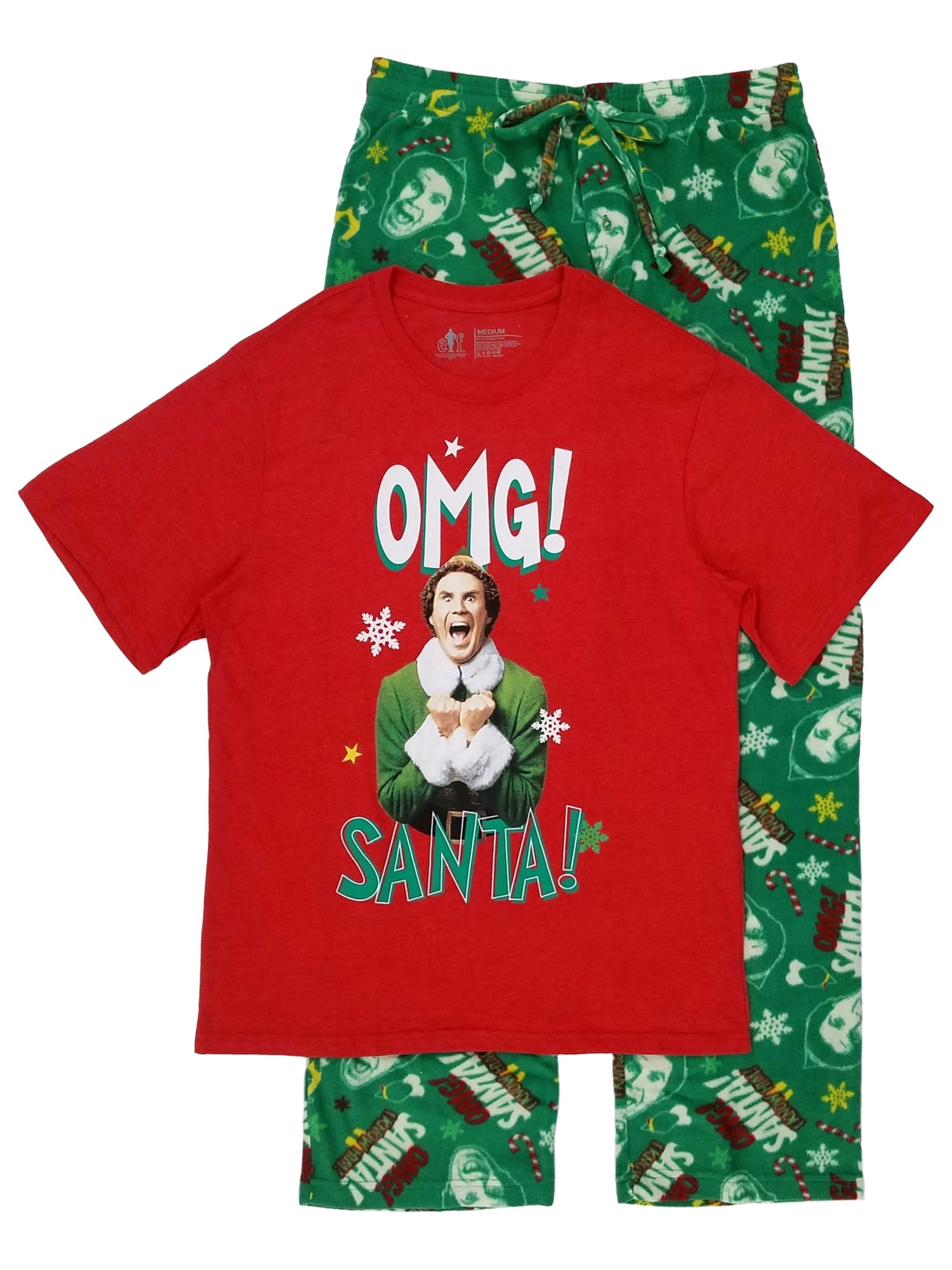 Bioworld Mens 2-Piece Elf Buddy OMG! Santa! Sleepwear Pajama Set X-Large