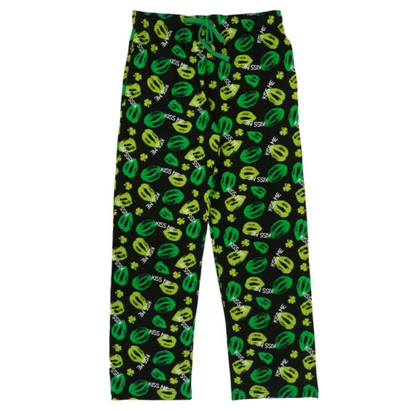 Bioworld Mens Black Saint Patrick's Day Sleep Pants Kiss Me Pajama Bottoms L