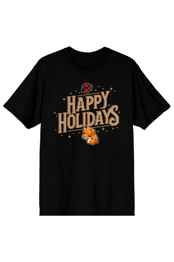 Minecraft Happy Holidays Creeper Ornament Men's Graphic Tee | Festive Holiday Short Sleeve Crew Neck T-Shirt | Officially Licensed-XS
