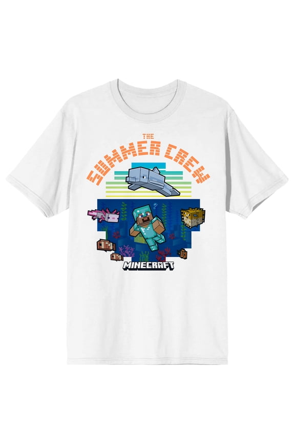 Minecraft The Summer Crew Men's Graphic Tee | 100% Cotton Short Sleeve Crew Neck T-Shirt | Officially Licensed-4XL