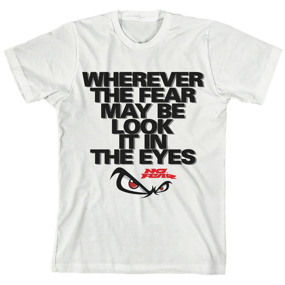 Bioworld No Fear Wherever the Fear May Be, Look It In The Eyes Youth White Short Sleeve Tee-Medium