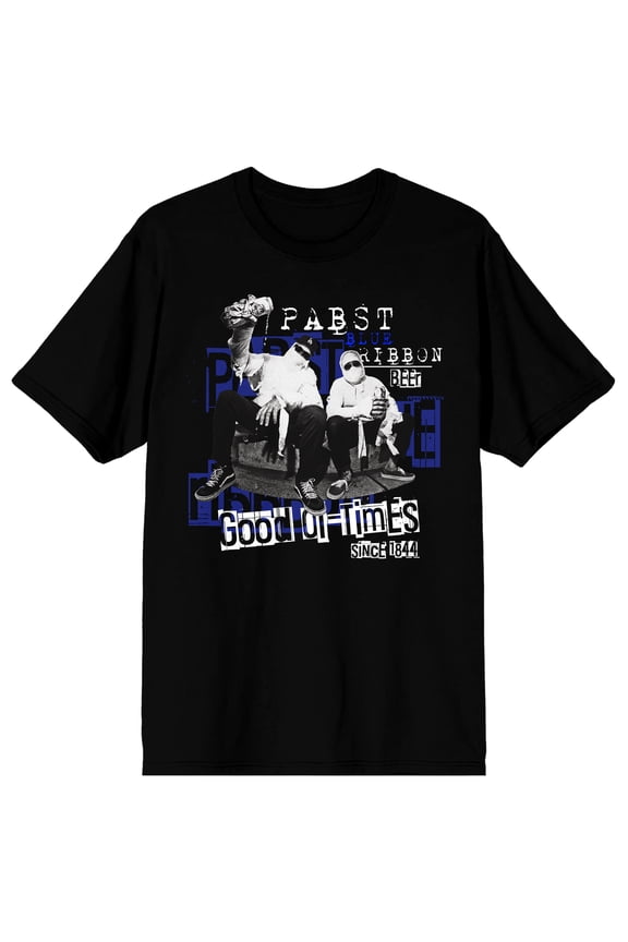 Pabst Blue Ribbon Good Times Retro Graphic Men's Short Sleeve Crew Neck T-Shirt | Officially Licensed PBR Tee-Large