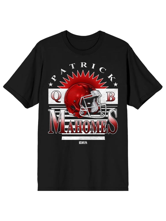 Patrick Mahomes NFLPA Men's Graphic Tee | Vintage Distressed Screen Print | Football Helmet Burst | Short Sleeve Crew Neck | Officially Licensed-Medium