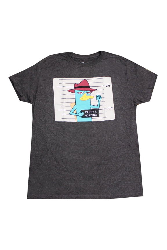 Bioworld Phineas and Ferb Perry Platypus Adult Grey T-Shirt | Medium Unisex