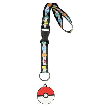 Pokemon Starter Pack Pikachu Charmander Squirtle Bulbasaur Wristlet Strap Lanyard for Keys with 2" Charm Keychain Hand and Wrist Lanyard Strap ID Badge Holder