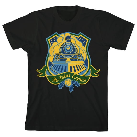 Bioworld Polar Express Vectored Train Facade Graphic Youth Black Short Sleeve Crew Neck Tee-XL