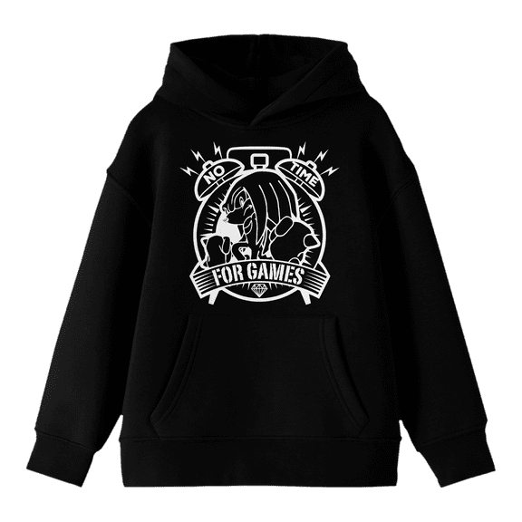 Bioworld Sonic The Hedgehog Knuckles No Time For Games Youth Black Hoodie