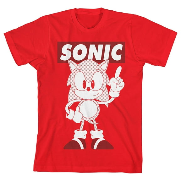 Bioworld Sonic the Hedgehog Classic Red and Black Dot Art Youth Red Short Sleeve Tee-XL