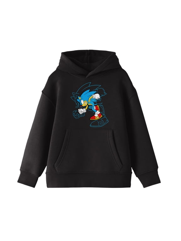 Sonic the Hedgehog (Modern) Running Youth Black Graphic Hoodie-Medium