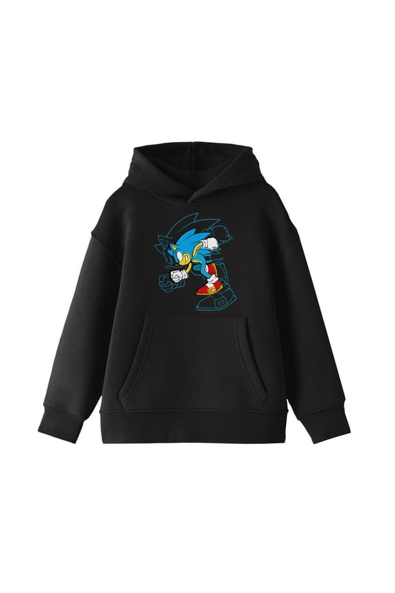 Sonic the Hedgehog (Modern) Running Youth Black Graphic Hoodie-Small