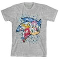 thumbnail image 1 of Bioworld Sonic the Hedgehog Mosaic Modern Character Art Youth Heather Gray Short Sleeve Tee-XL, 1 of 4