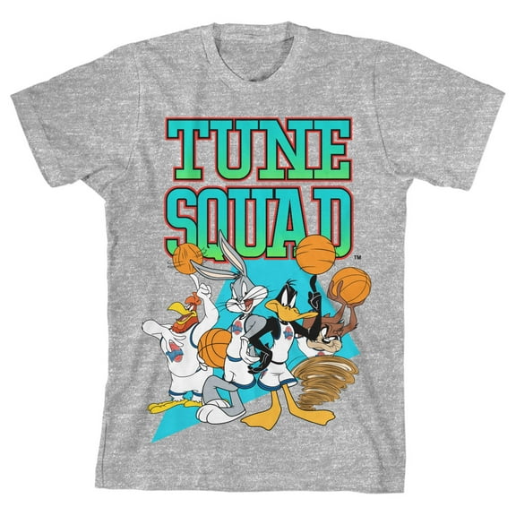 Bioworld Space Jam 1996 Tune Squad Character Group Youth Boys Athletic Heather Gray T-Shirt-Large