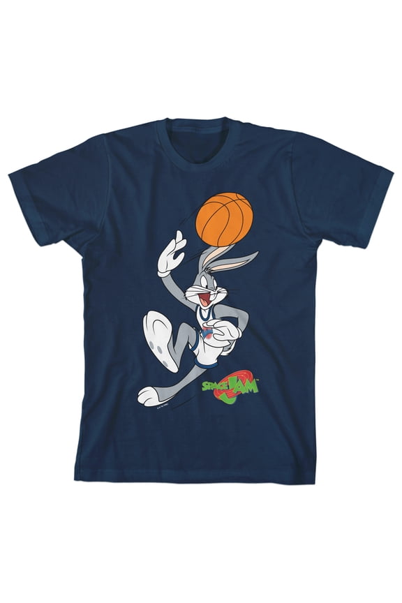 Space Jam Bugs Bunny Youth Navy Blue Crew Neck Tee-Small