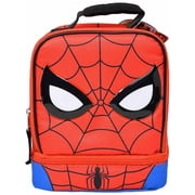 Spiderman Drop Bottom Rectangle Lunch Bag, Red with Spider Web Design and Character Eyes