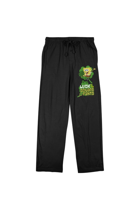 SpongeBob SquarePants Adult Unisex St. Patrick's Day Sleep Pants | Luck SquarePants Lounge Pajama Pants | Officially Licensed Nickelodeon-Medium