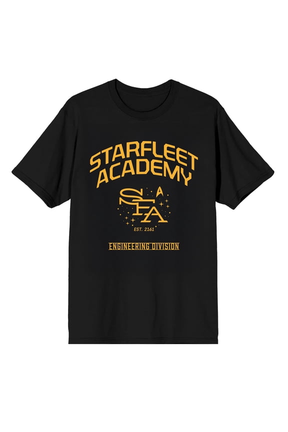 Star Trek The Original Series Starfleet Academy Engineering Division Distressed Graphic Adult Unisex Crew Neck Tee-Medium