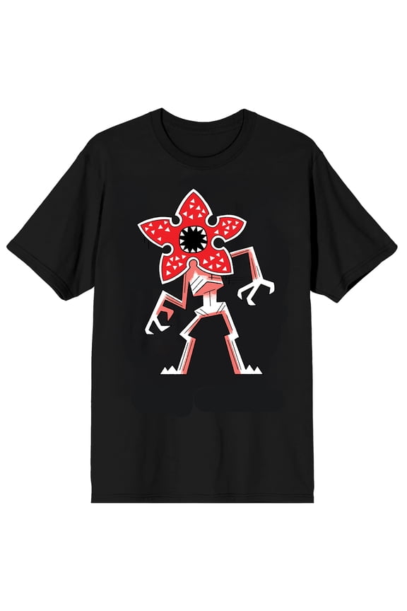 Stranger Things Demogorgon Fan Club Retro Pixel-Art Graphic Tee | Officially Licensed Netflix Adult Crew Neck T-Shirt-Medium
