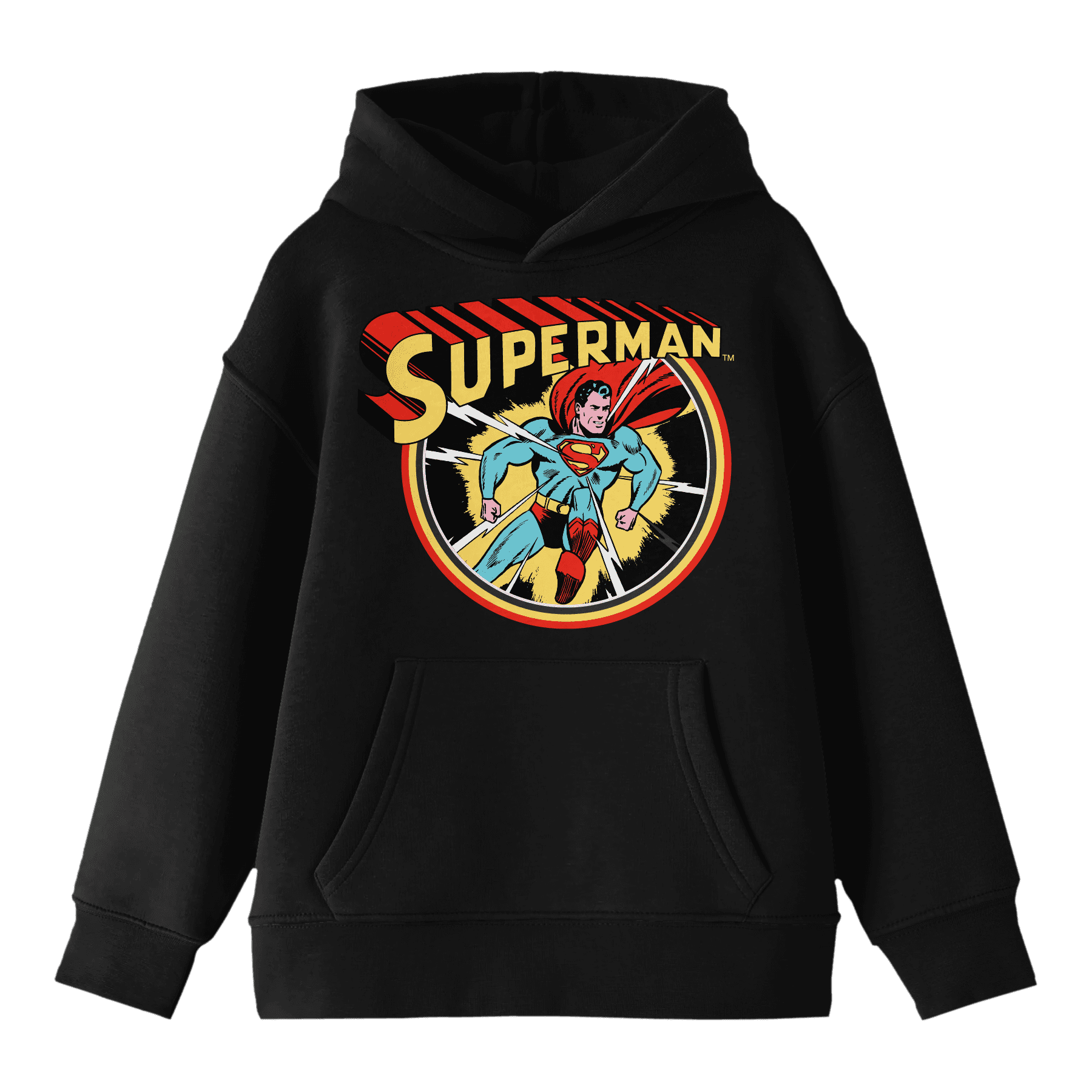Bioworld Superman Core Vintage Comic Character Art Logo Youth Black Graphic Hoodie Medium Walmart
