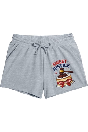 Sweet Justice Women's Lounge Shorts | Novelty Cake Graphic | Elastic Drawstring Waistband | Relaxed Fit Sleep Shorts-Large