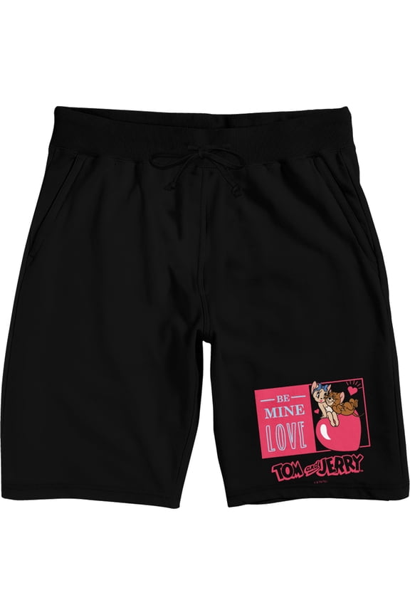 Tom and Jerry Men's Lounge Shorts | Valentine's Day Be Mine Love Graphic | Elastic Waistband with Drawcord | Officially Licensed Adult Sleepwear-Small