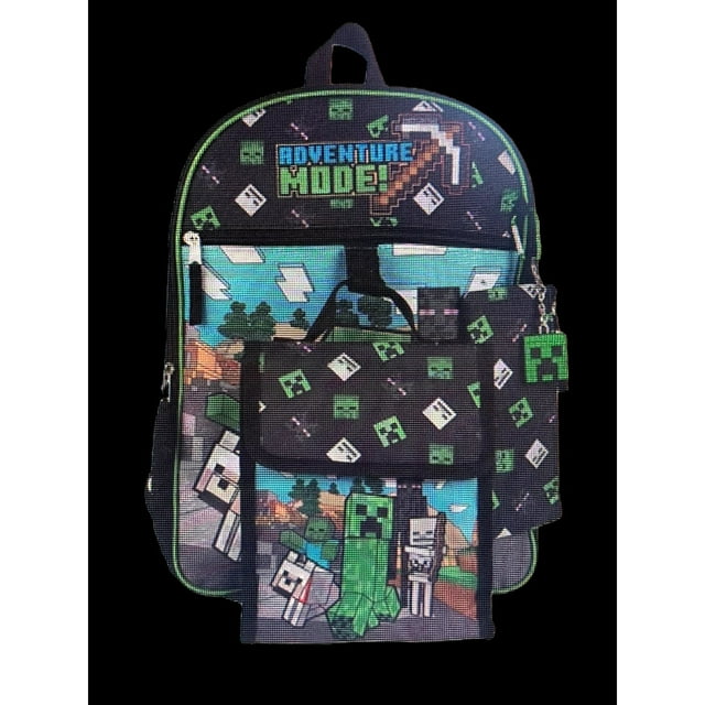 Backpack With Lunch Box Minecraft Adventure Mode Youth 5-piece 16