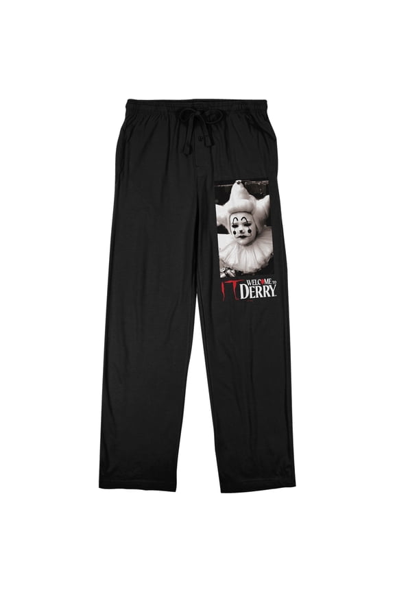 Welcome to Derry IT Pennywise Men's Pajama Sleep Pants | Photographic Leg Graphic | Elastic Waistband | Officially Licensed Sleepwear-Small