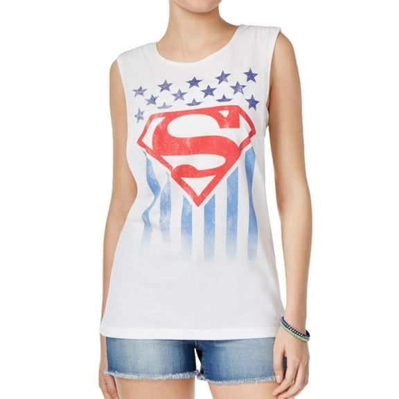 Bioworld Womens Superman Tank Top, White, Small