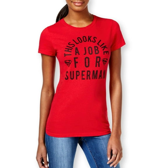 Bioworld Womens This Looks Like A Job For Superman Graphic T-Shirt, Red, Juniors, X-Small