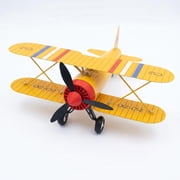 Biplane Airplane Wind Spinner - Metal Garden Yard Art, Weatherproof Kinetic Sculpture with Rotating Propeller, Vintage Aircraft Windmill Stake for Outdoor Lawn Patio & Indoor Desk Decor